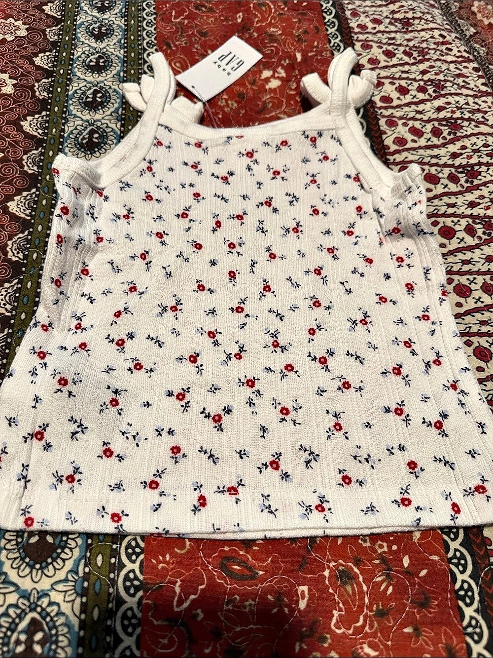 Baby GAP Floral Pointelle Camisole in White and bows on the Shoulders